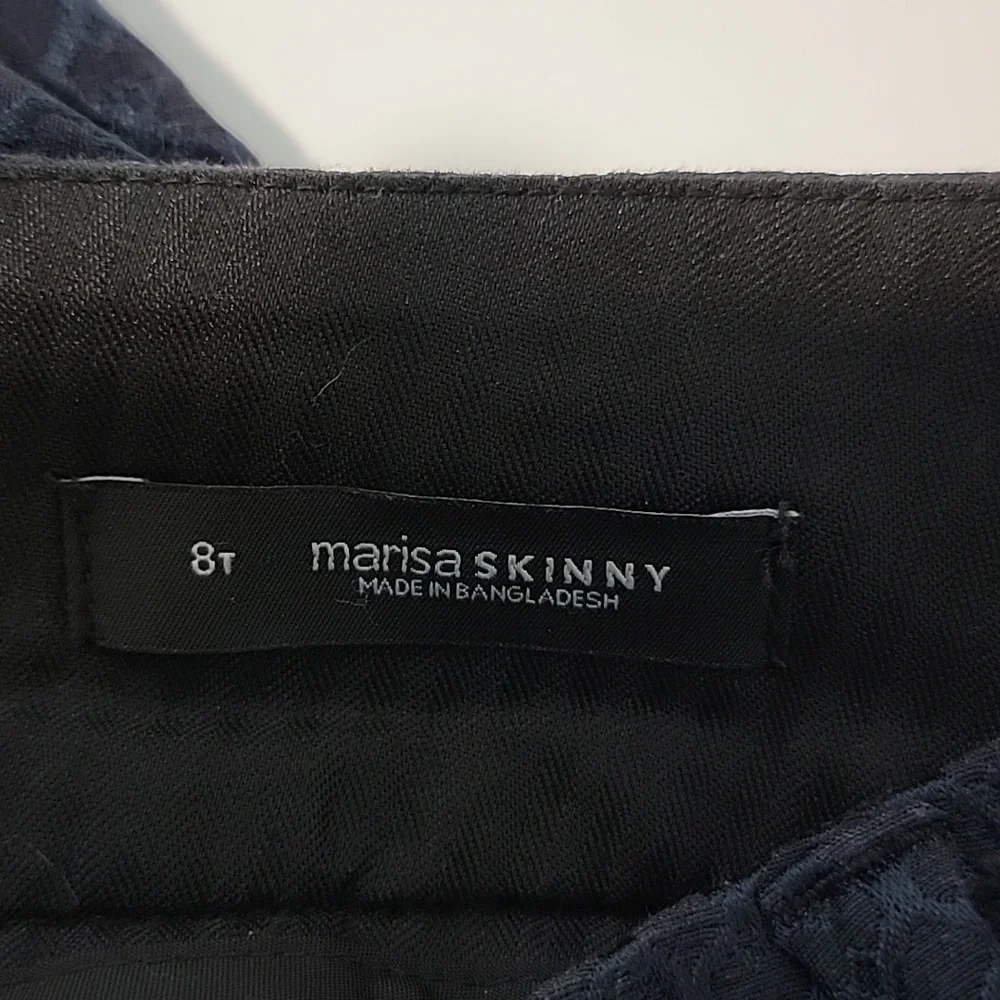 LOFT dress pants "Marissa Skinny" size 8 tall, black with navy diamond print - Picture 5 of 9